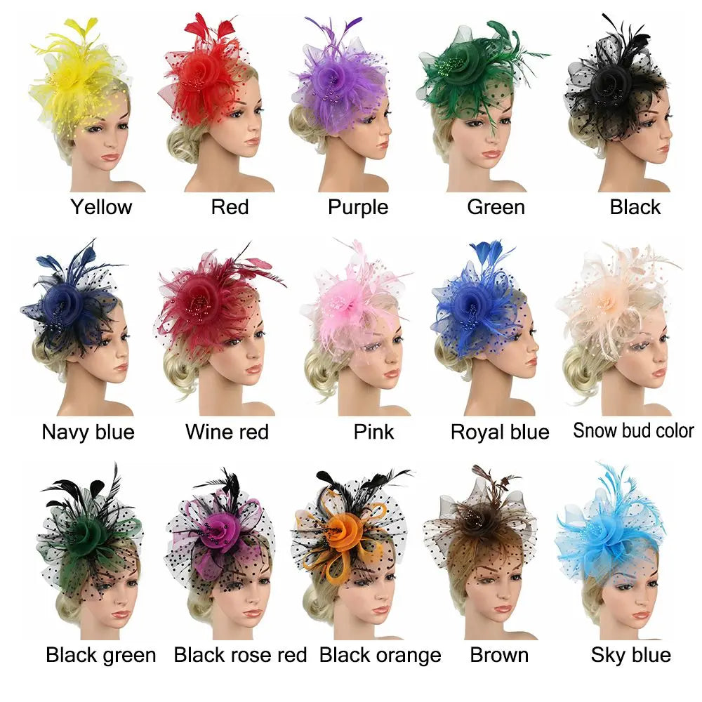 Hair Accessories Mesh Flower Hair Fascinators Wedding Feathers Hair Clip Fascinator Hat Tea Party Headband Alice Headband Clip