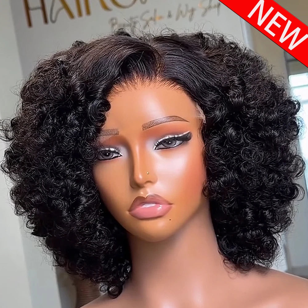 100% Human Hair 400 Density Curly Wig 13x6 HD Lace Frontal Wigs For Women 10 Inch Pre Plucked 13x4 Lace Frontal Wig Pre Plucked