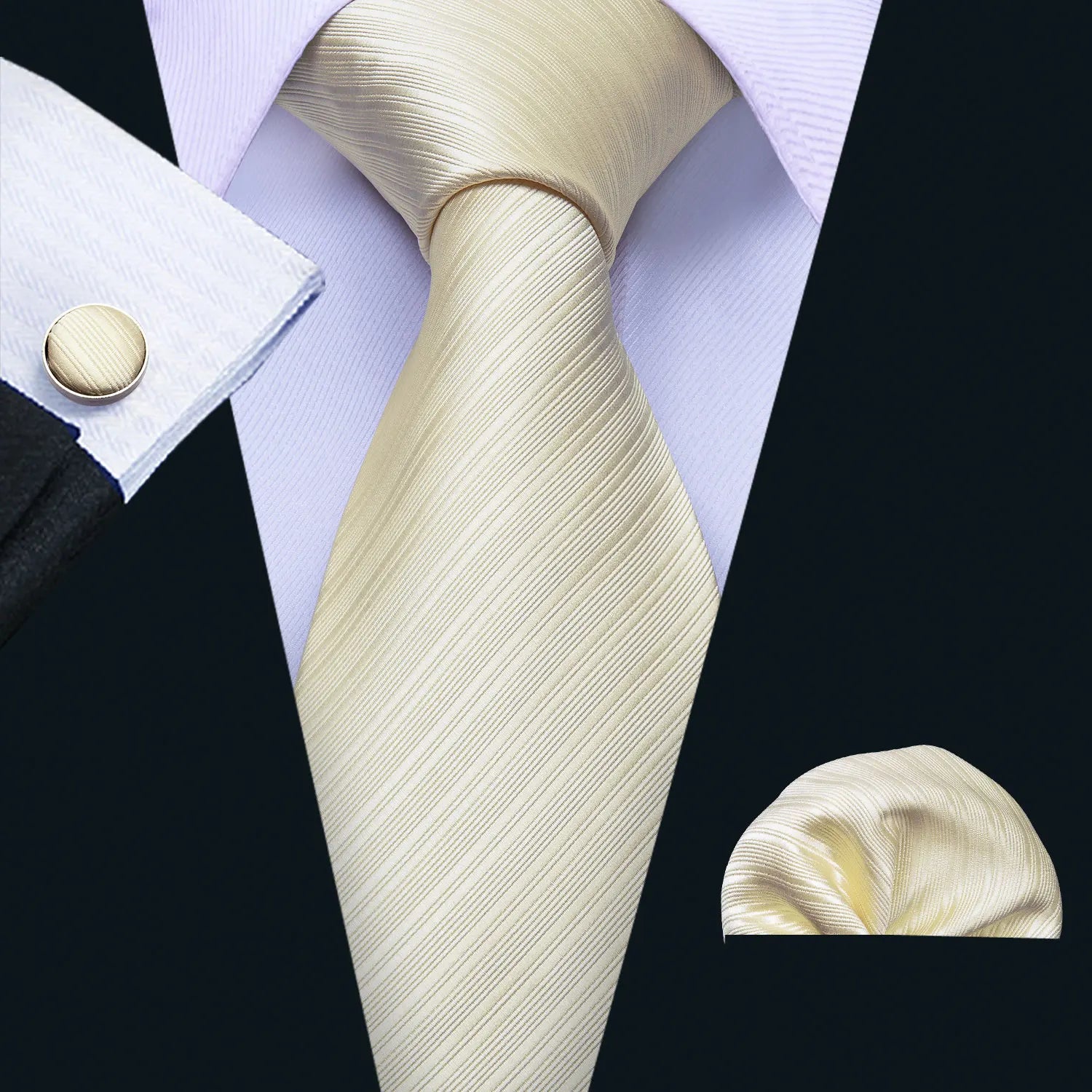 Male Luxury Neck Tie For Men Business Red Striped Tie Hanky Cufflinks Set Neckwear Wedding Party Casual