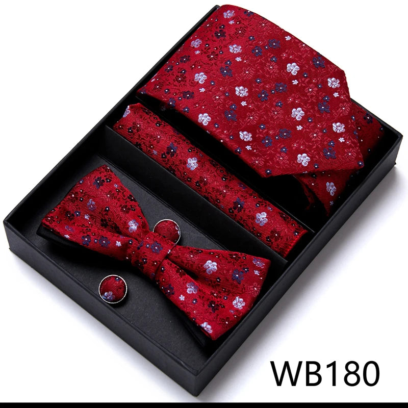 Tie For Men Formal Dress Tuxedo NeckTie Handkerchief Bow Tie Set PlaisyParty Groom Wedding Butterfly Bowtie In Box