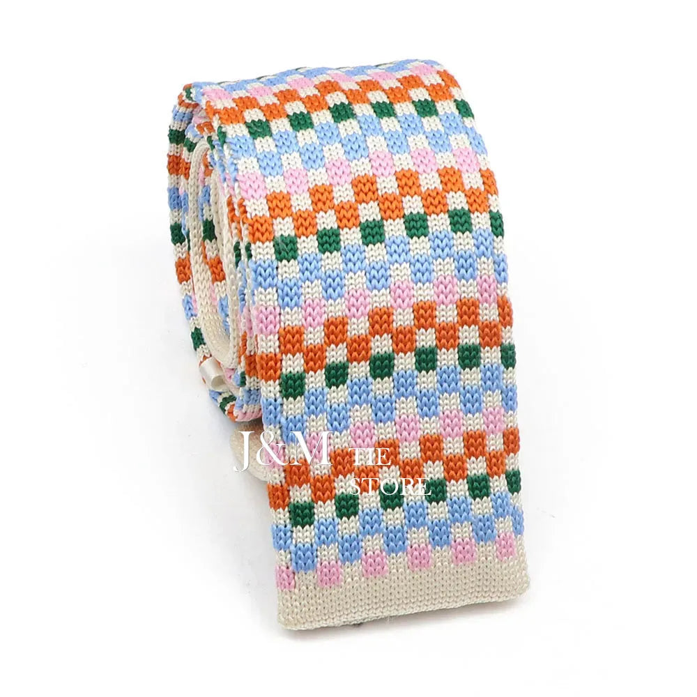 New Knit Ties For Men Casual Skinny Pink Blue Necktie Boys Girls Party Knitted Striped Neck Tie Wedding Groom Necktie Neck Wear