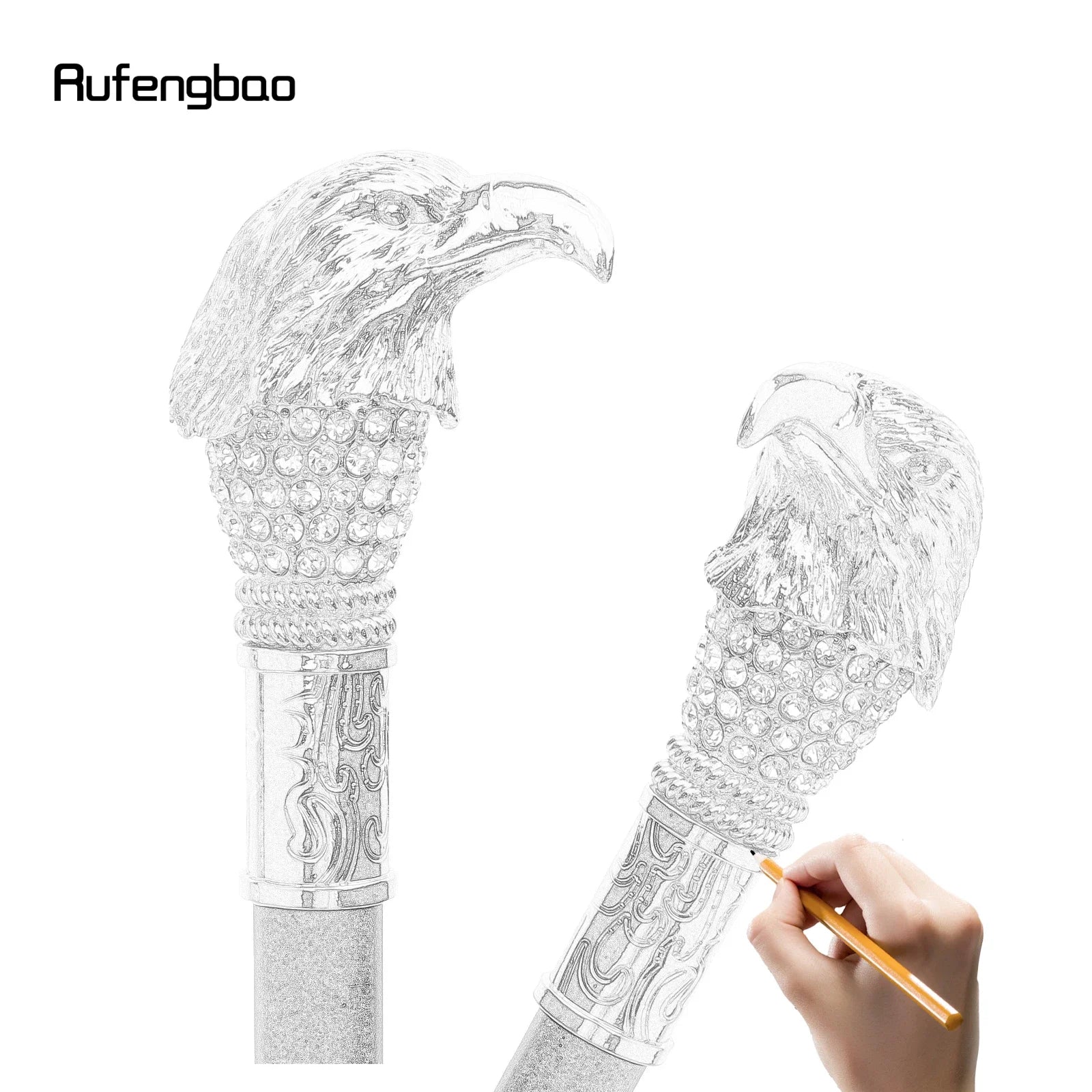 Golden White Eagle Head Decorative Stick  Parties Decorative Cane For Halloween For Cosplay And Parties, For Cosplay & Party
