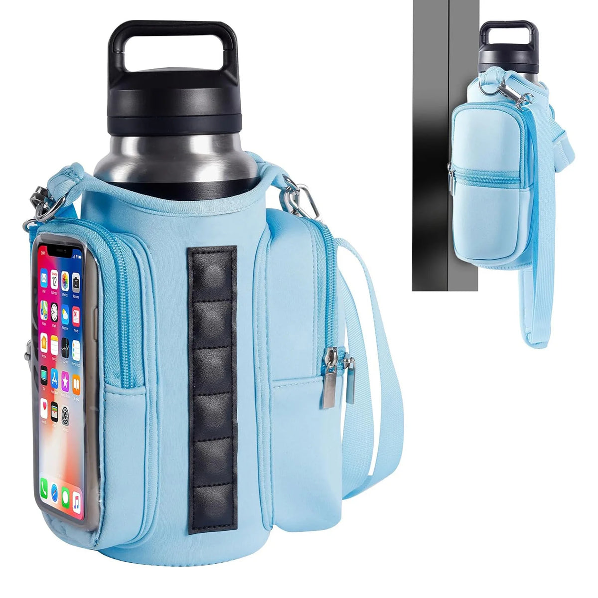 Magnetic Gym Water Bottle Bag with Strong Magnet Holder To Carry Phone Small Bottle and Essentials Attached To Metal Surfaces