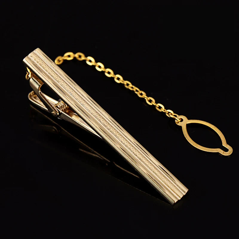 Tie Clip For Women &Men Metal Gold Vintage Chain Luxury Business Ties Bar Pin Clip For Necktie Man Shirt Accessories Party Wedding Gift