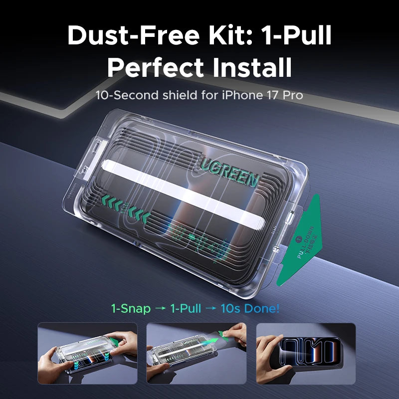 UGREEN 2PCS Automatic Dust-free Screen Protector For iPhone 17 Pro Max Tempered Glass For iPhone 17 16 Pro 17Pro Air Phone Film