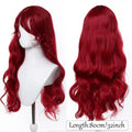 Long Straight Wavy Wine Red Wig With Bang Synthetic Wigs for Women Heat Resistant Natural Hair for Daily Halloween Cosplay Party