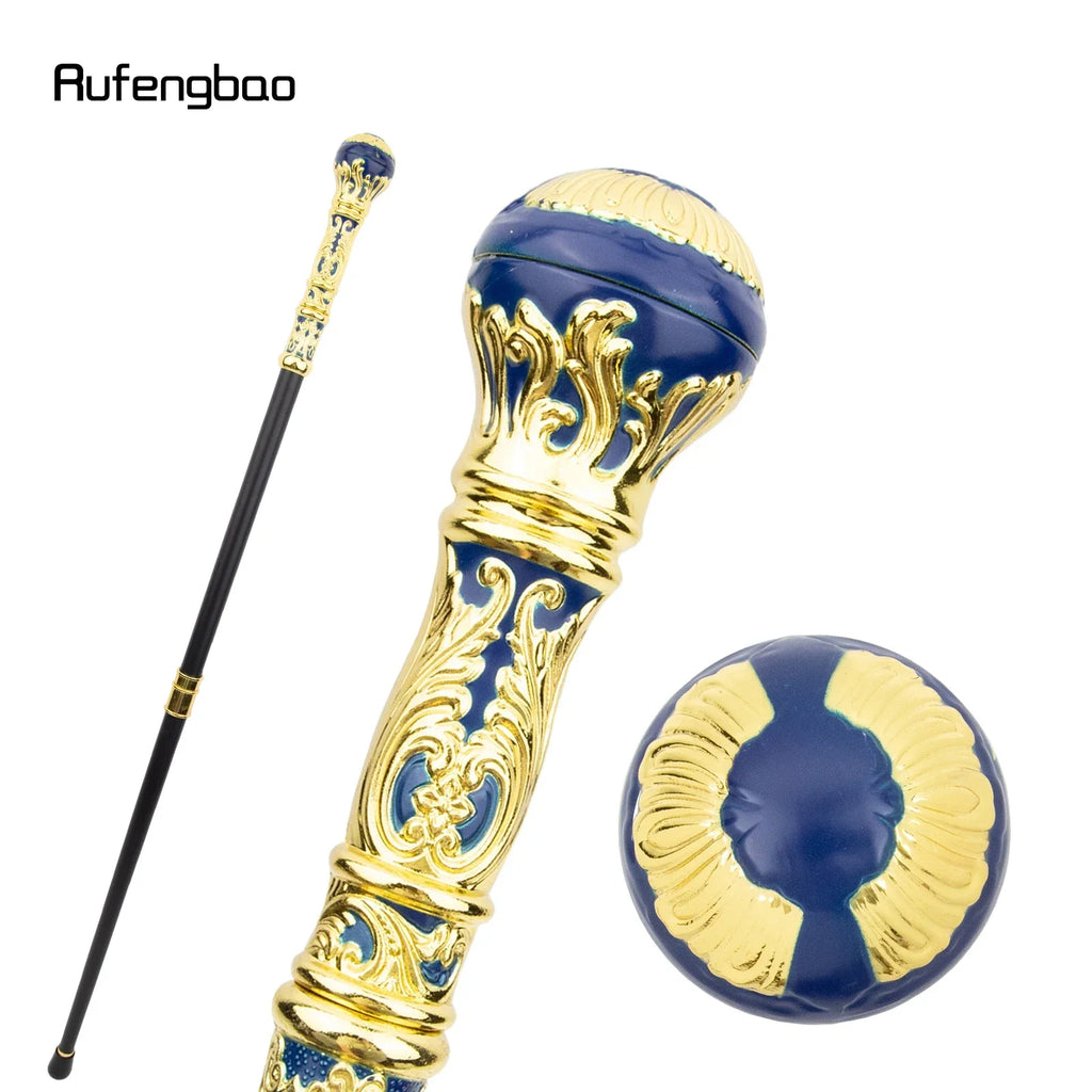 Golden Blue Luxury Round Handle Fashion Stick for Party Decorative Walking Cane Elegant Crosier Knob Walking Stick 93cm