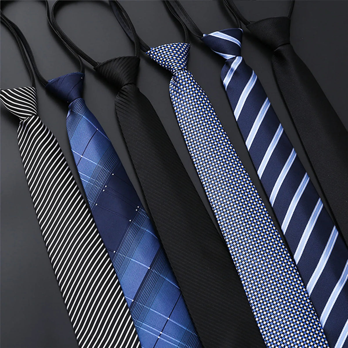 Adjustable Zipper Necktie n Formal Casual Skin-friendly 8cm Necktie for Friend Family Dad Husband Gift