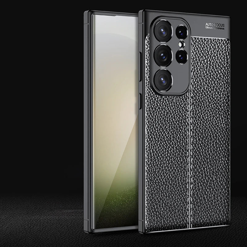 For Samsung S24 Ultra Case Cover Samsung S24 Ultra Capas Shockproof TPU Back Bumper Leather Fundas Samsung Galaxy S24 Ultra Plus