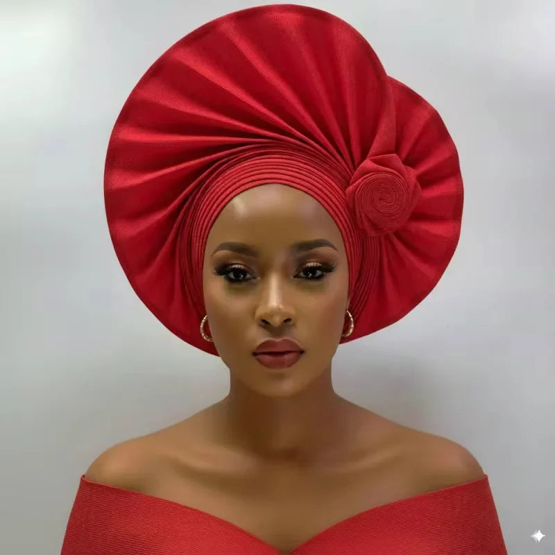 2026 New African Headtie Turban Nigeria Auto Gele Head Wraps Auto Gele Women's Turban Cap Wedding Geles Muslim Head Wraps Bonnet