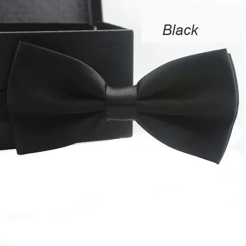 Classic Solid Color Bow Ties for Men & Children, Fashion Bowtie in Green Red Black White, Wedding Party Neck Tie Accessories
