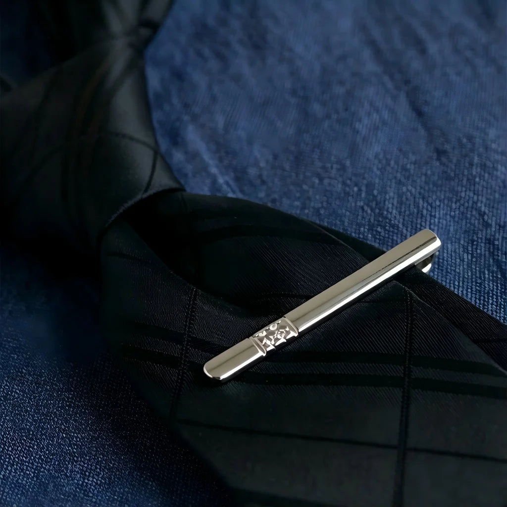 Cufflinks and Tie Clip Set for Men – Gold/Silver Rectangular Cuff Links with 2.36" Tie Bar, Ideal for Wedding, Father's Day
