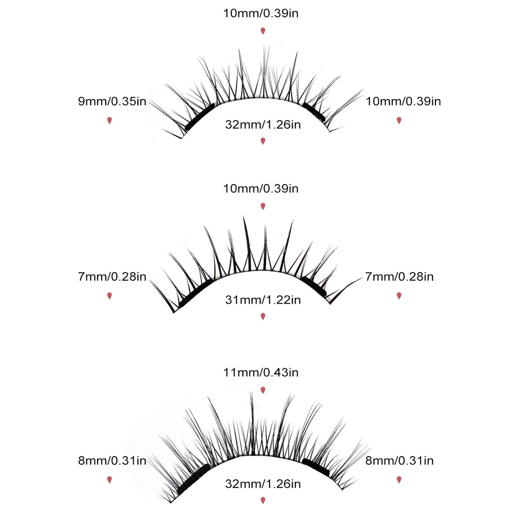 MAGEFY 3 Pairs Magnetic Eyelashes with Applicator Glue Free Reusable Magnetic Lashes Multiple Styles Natural Anime Magnetic Lash