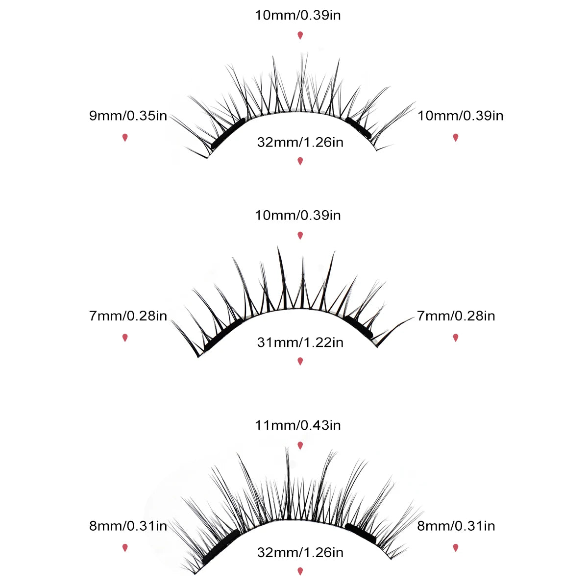 MAGEFY 3 Pairs Magnetic Eyelashes with Applicator Glue Free Reusable Magnetic Lashes Multiple Styles Natural Anime Magnetic Lash