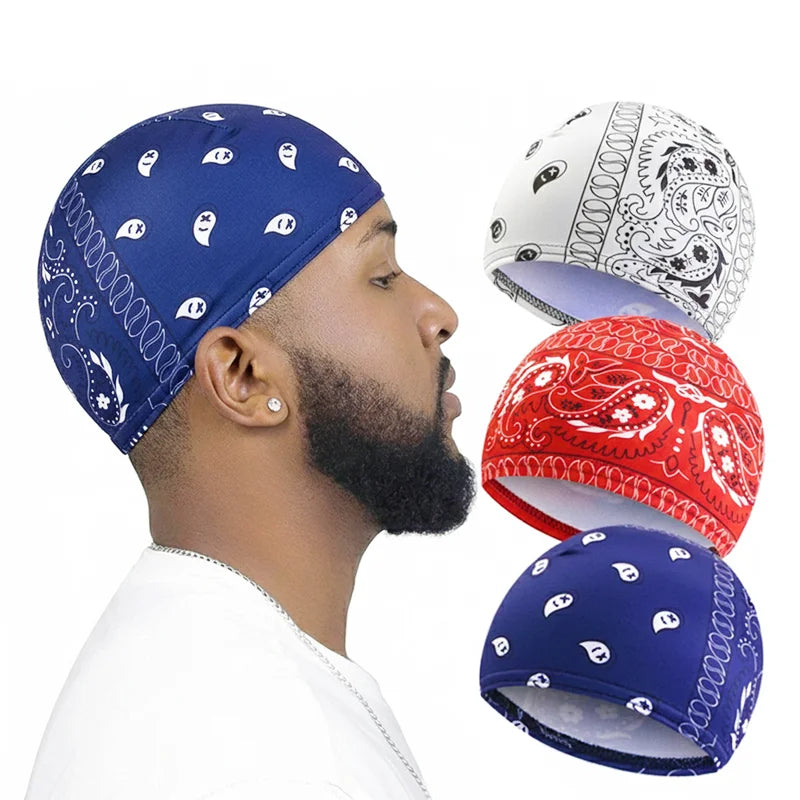 3PCS/LOT New paisley Wave Caps Thick Silky Breathable Dome Elastic Mesh Wig Cap Men Outdoor Wave Caps