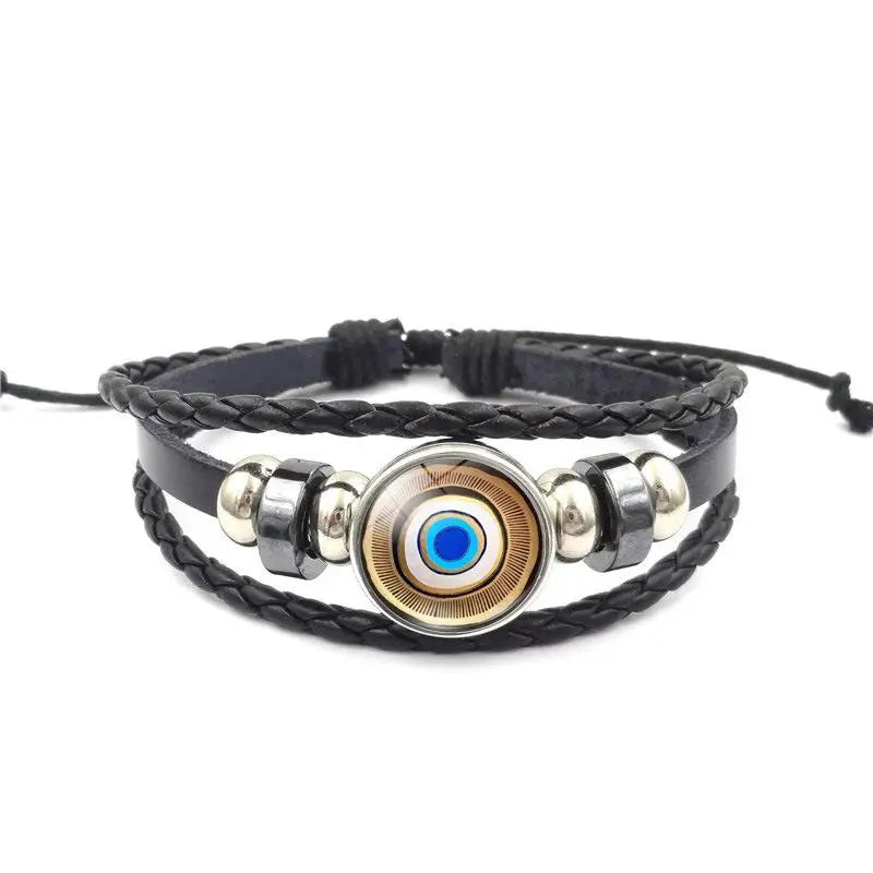 Leather Bracelet Handmade Woven Multilayer Boho Vintage Unisex Adjustable Fashion Jewelry Gift for Him Her