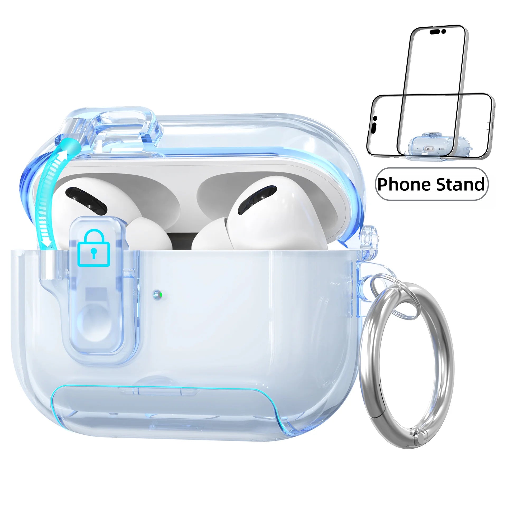 2025 for AirPods Pro 3 Case with Phone Stand&Cleaner Kit Protective Cover for AirPods Pro 3 with Keychain for Airpods Pro 3 Case