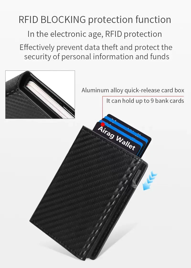 Wallet Card Holde  Pop Up PU Case,  Smart, RFID Blocking, Minimalist, Front Pocket 9-14 Card Capacity | ID Window | Cash Slot