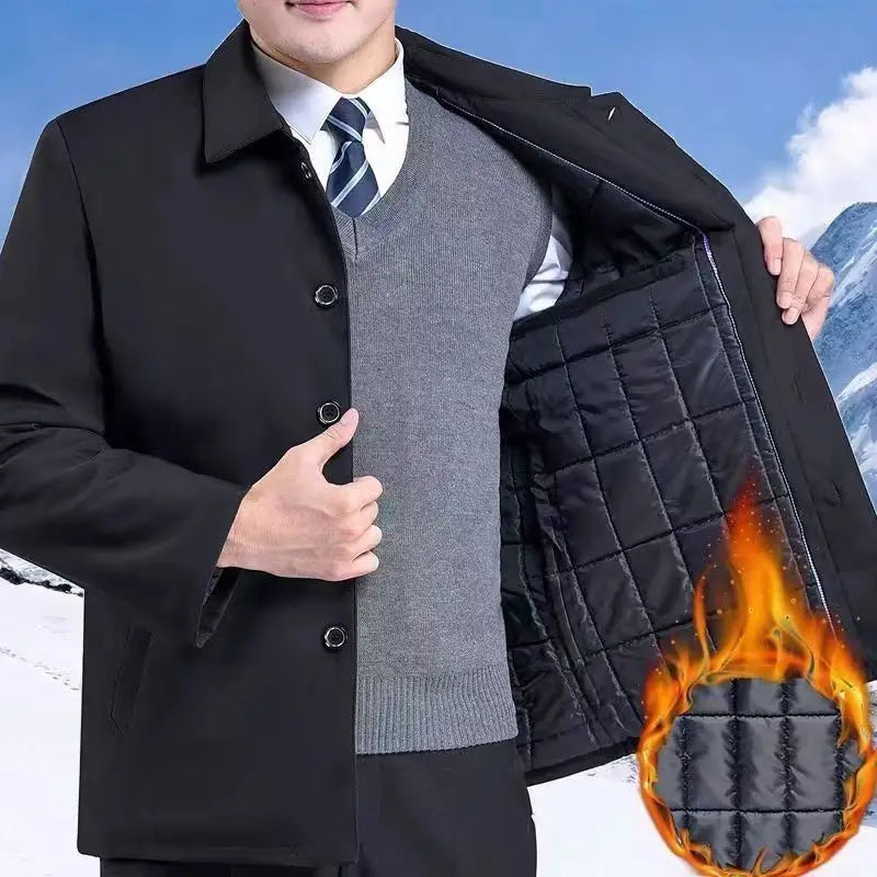 Thick Fleece Jacket Men Windproof Men's Winter Coat Blazer Autumn Winter Warm Men's Jacket Windbreak Casual Business Coat L-3XL