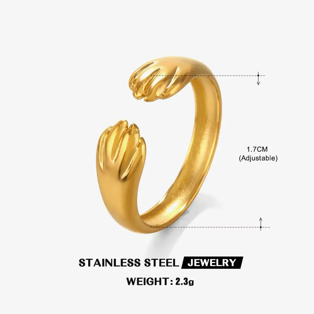 High End Waterproof Hollow Stainless Steel Finger Ring Trendy for Women Personalize Jewelry Wholesale