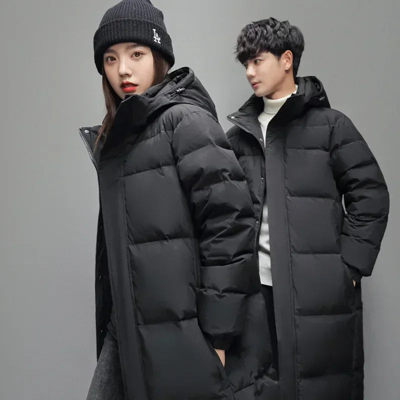 New Winter Duck Down Coats Men Hooded Long Puffer Jackets Unisex Casual Parkas Quality Couples Outdoor Windproof Warm Jackets 3X