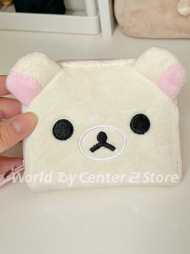 Kawaii Rilakkuma Korilakkuma Wallet Purse Cartoon Bear Face Cute Short Wallets For Women Girls White Purses Money Clips Gifts