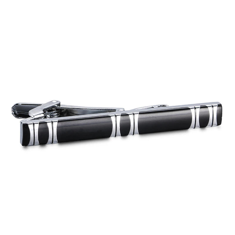 Fashionable men's tie clip high-quality metal Classic black line enamel clip business wedding suit accessories jewelry gifts