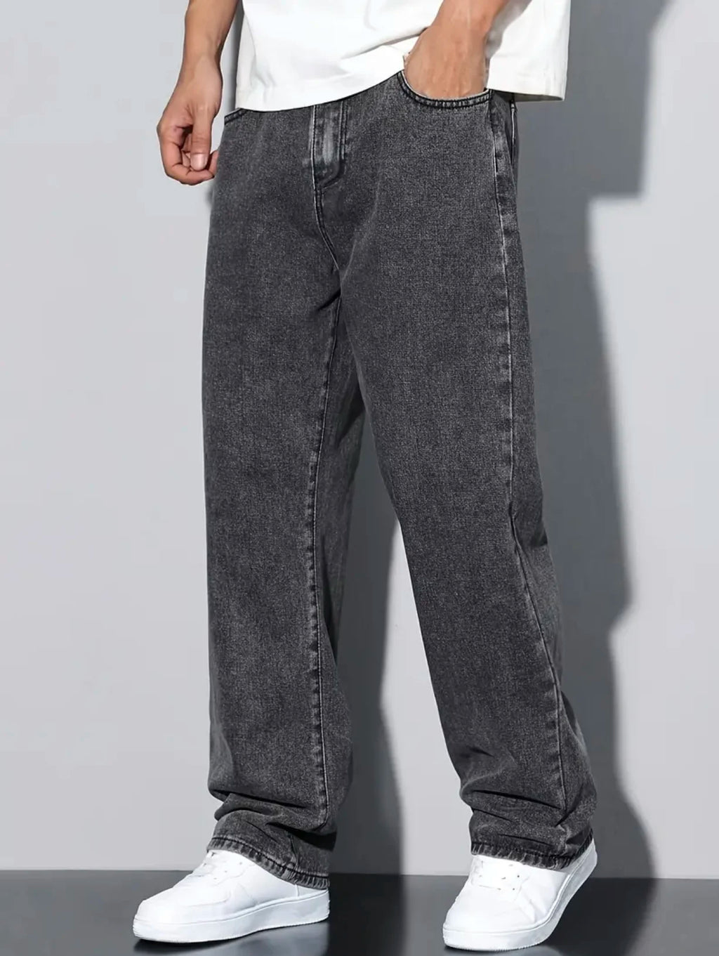2025 New Style Streetwear Straight-Leg Jeans for Men, Fashionable Straight-Leg Loose-Fit Denim Pants